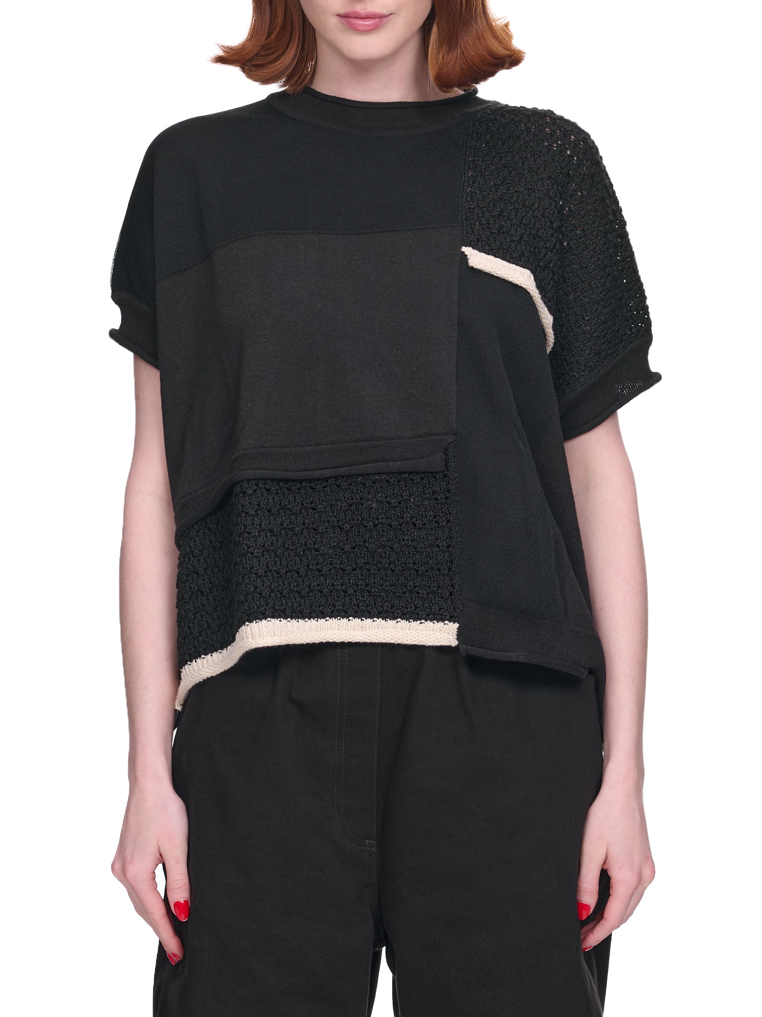 Paneled Crochet Top (YI-K74-051-BLACK)