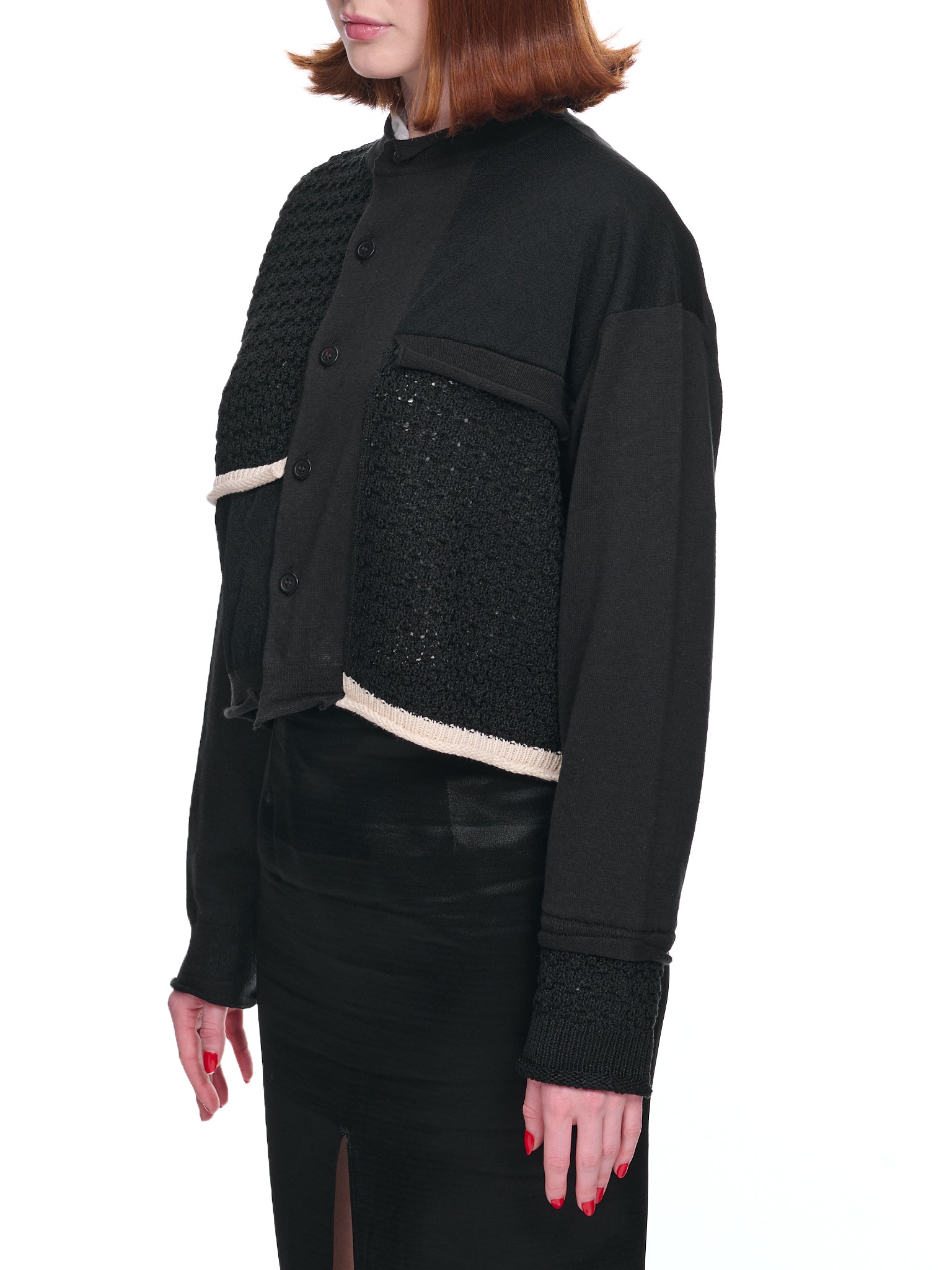 Paneled Crochet Cardigan (YI-K75-051-BLACK)