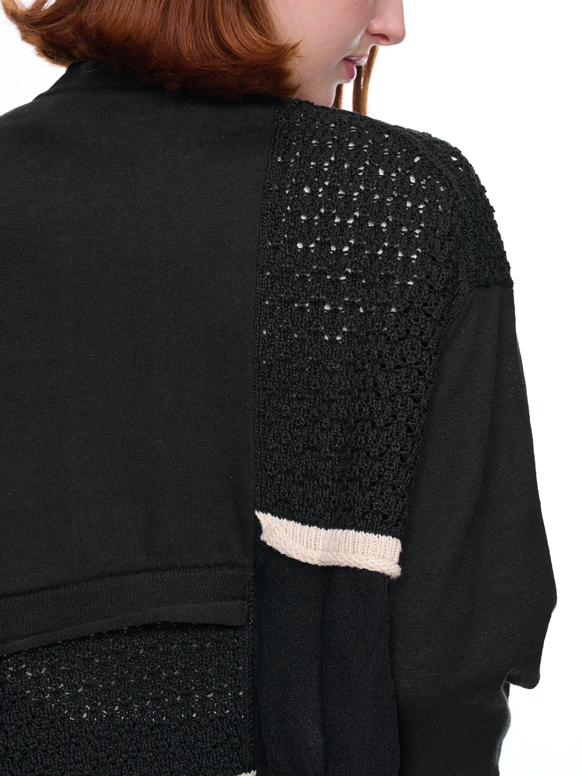 Paneled Crochet Cardigan (YI-K75-051-BLACK)