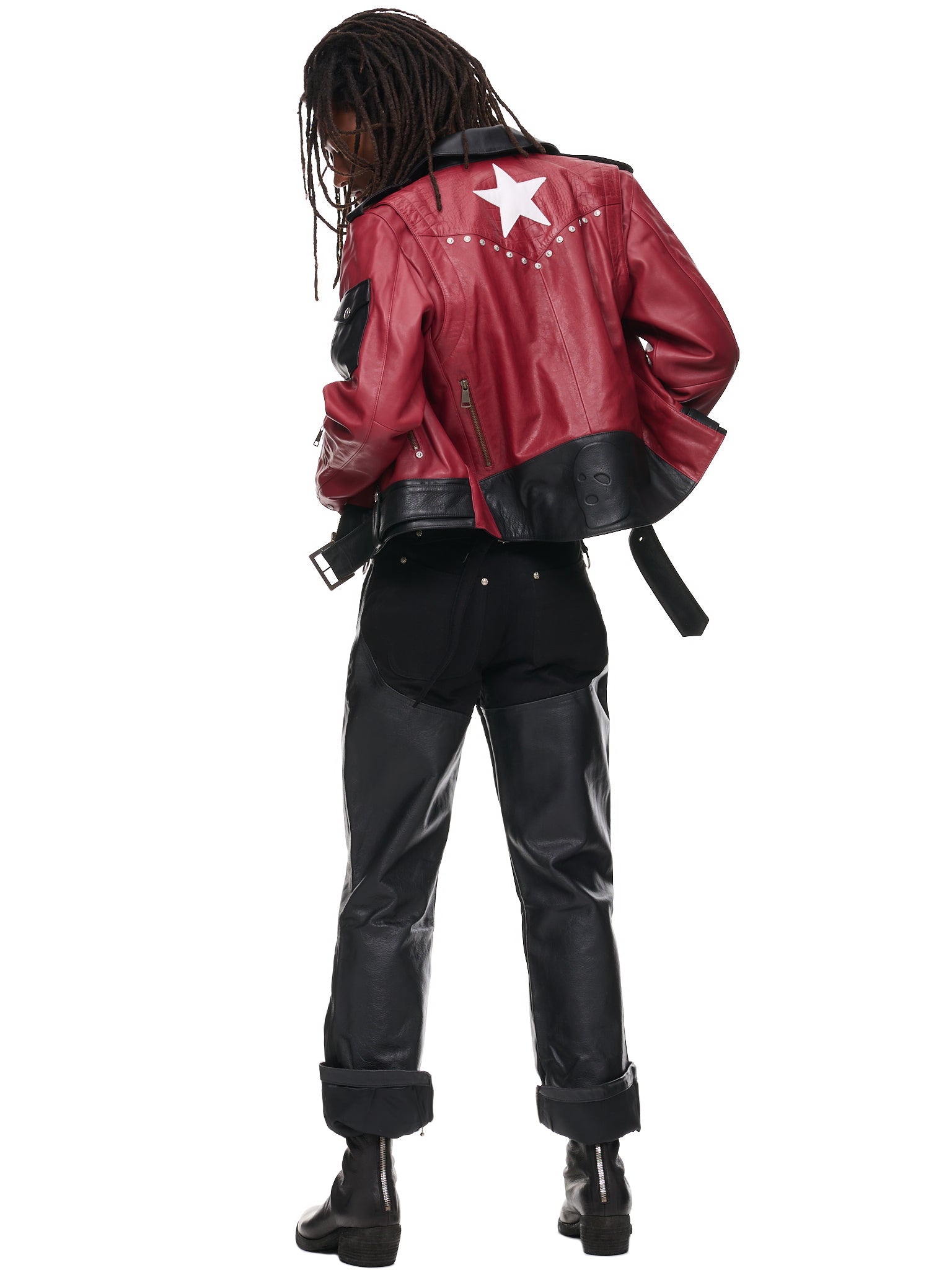 Motorcycle Leather Jacket (YOU06C002-DARK-RED)