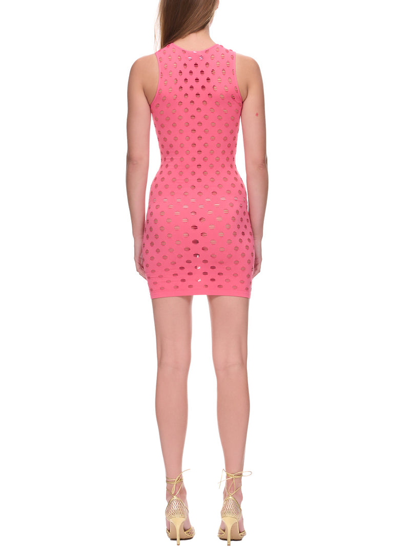 Perforated Mini Dress (YS439-PINK)