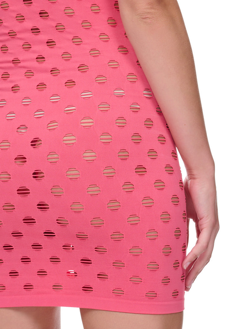 Perforated Mini Dress (YS439-PINK)